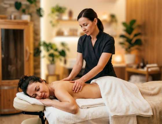 Салон массажа Insay в Одессе. женщина на массажном столе